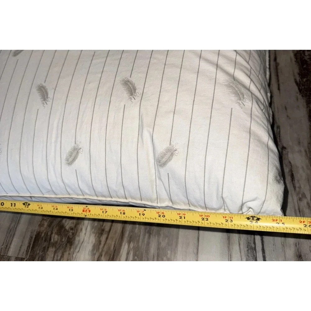 Vintage White Down Feather Pillow 25X18 Inch Good Fill Stain Areas Hole Read
